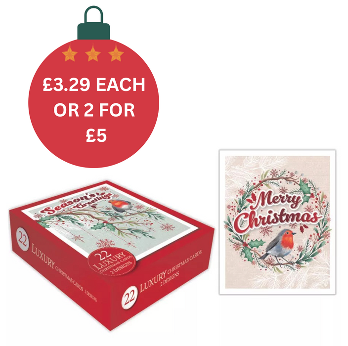Tiger Feet 22 Luxury Christmas Boxed Cards - Christmas Robin