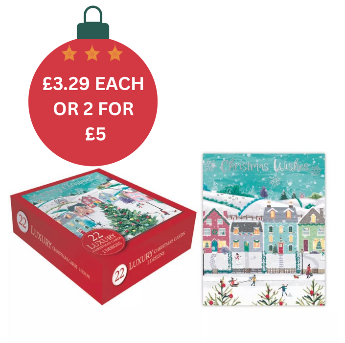 Tiger Feet 22 Luxury Christmas Boxed Cards - Christmas Village
