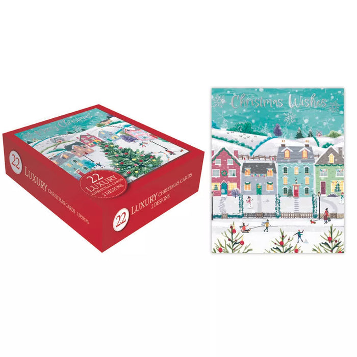 Tiger Feet 22 Luxury Christmas Boxed Cards - Christmas Village