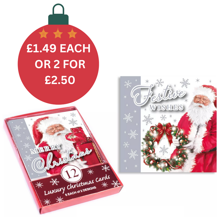Tiger Feet Boxed 12 Luxury Christmas Cards - Festive Santa