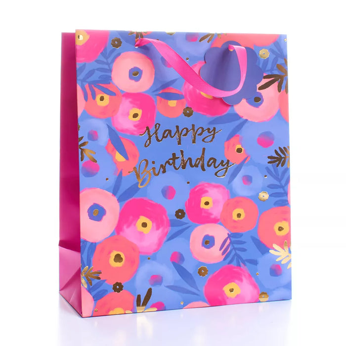 Tiger Feet Happy Birthday Floral Large Gift Bag
