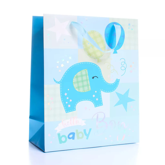Tiger Feet Hello Baby Boy Elephant Large Gift Bag