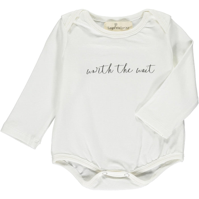 Tiny Victories 'Worth the wait' New Baby White Body