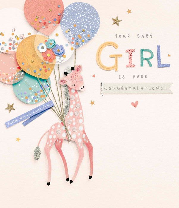 UKG Your Baby Girl Is Here Congratulations Card