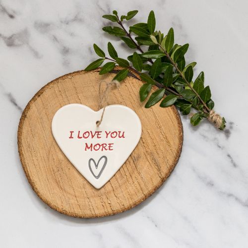 Broadlands Pottery Ceramic Hanging Heart - I Love you More