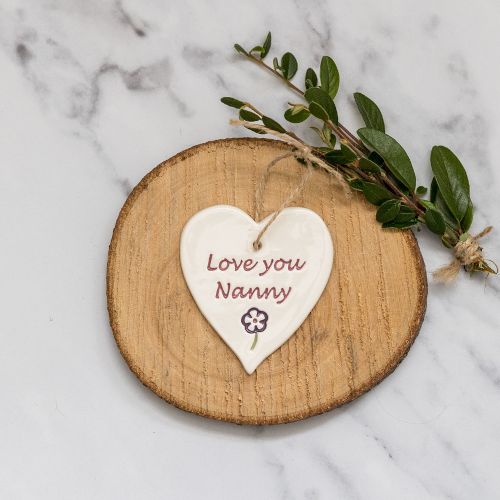 Broadlands Pottery Ceramic Hanging Heart - Love You Nanny