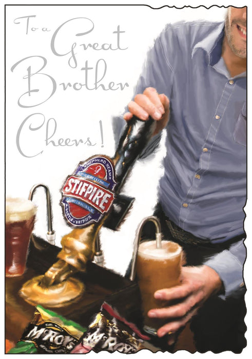 Jonny Javelin 'Brother Pulling Pint' Birthday Card