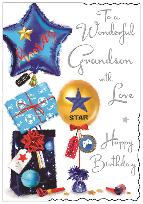 Jonny Javelin 'For A Wonderful Grandson With Love' Birthday Card