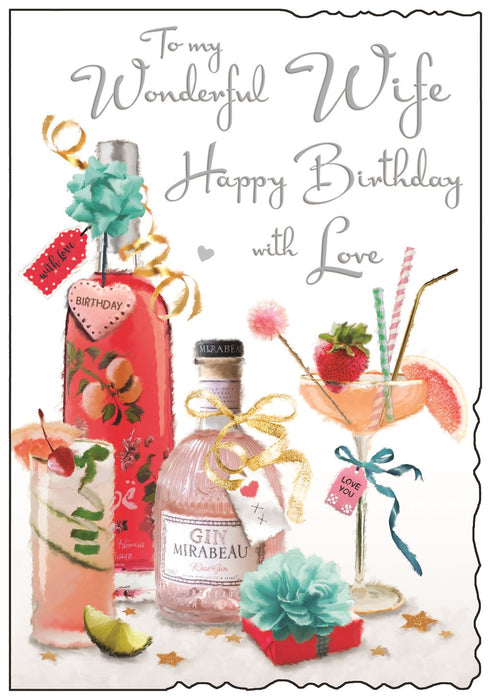 Jonny Javelin 'Wife Peach Gin' Birthday Card