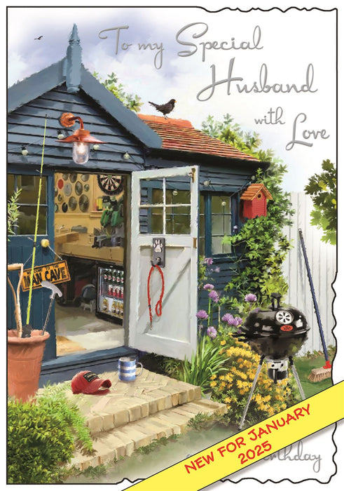 Jonny Javelin 'Husband Man Cave' Birthday Card