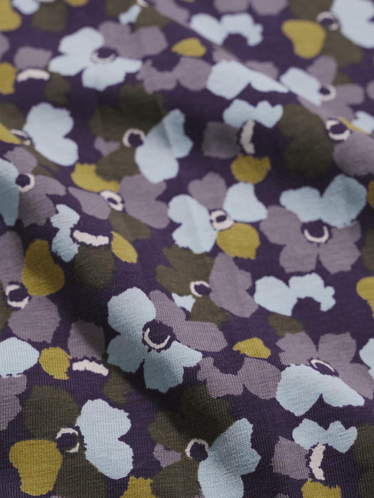 Seasalt Women's Veronica Short Sleeve Midi In Collaged Anemone Dark Violet