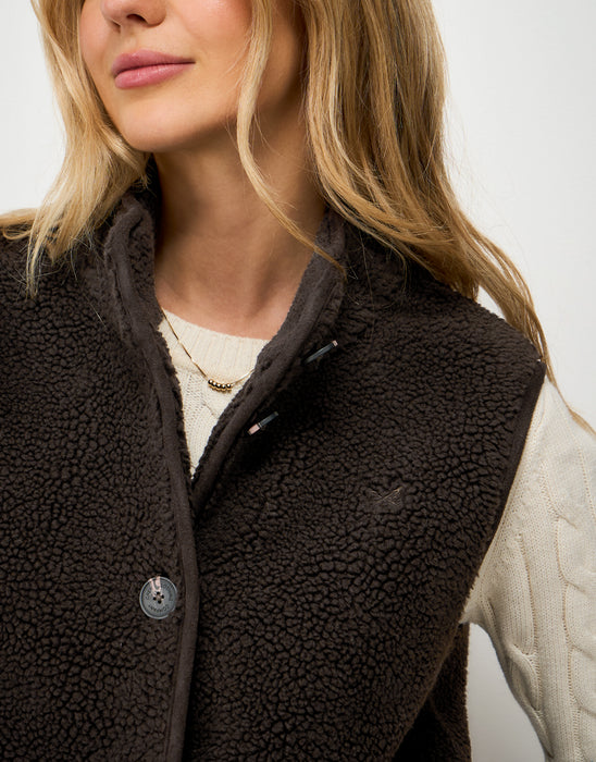 Crew Clothing Women's Borg Gilet In Chocolate