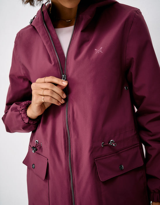 Crew Clothing Women's Hooded Showerproof Raincoat In Rhodo