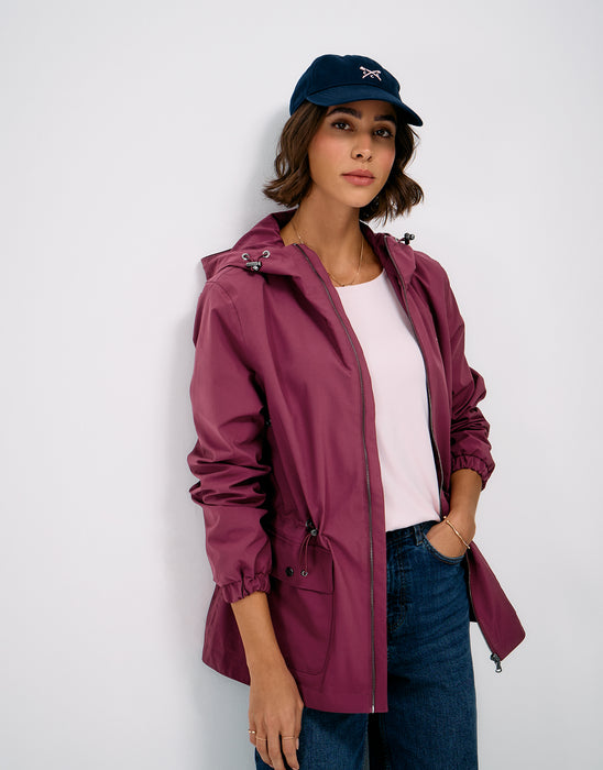 Crew Clothing Women's Hooded Showerproof Raincoat In Rhodo