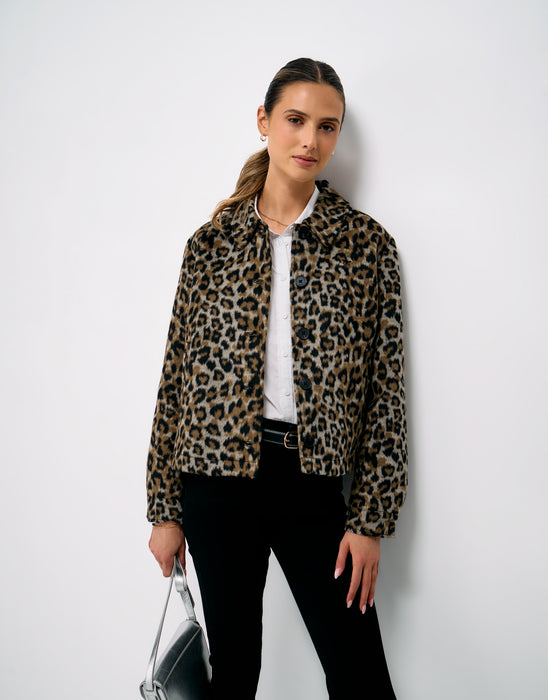 Crew Clothing Women's Leopard Jacquard Ava Jacket In Leopard