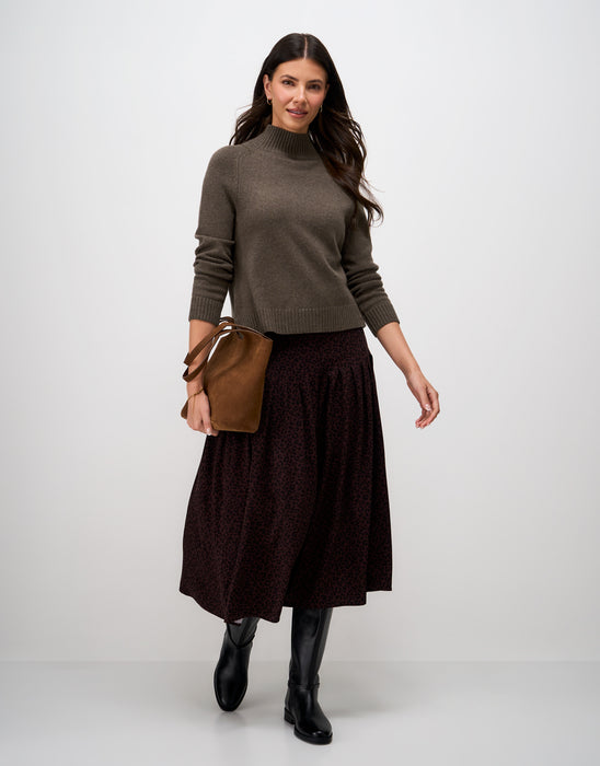 Crew Clothing Women's Harmony Saddle Shoulder Funnel Neck Jumper in Cocoa