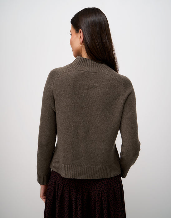 Crew Clothing Women's Harmony Saddle Shoulder Funnel Neck Jumper in Cocoa