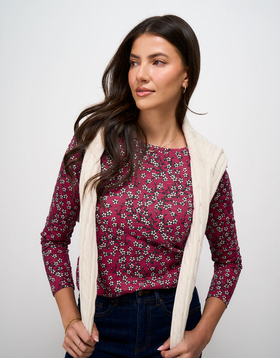 Crew Clothing Women's Printed Cassandra Top In Redchryblo