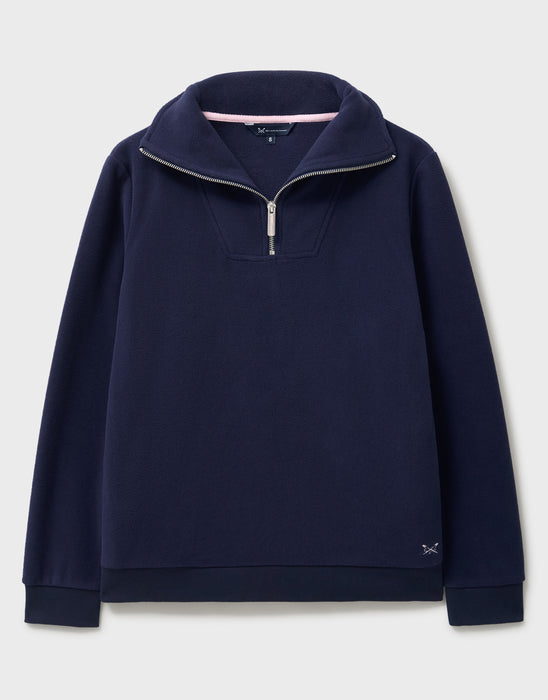 Crew Clothing Women's Micro Fleece Quarter Zip Sweat in Navy