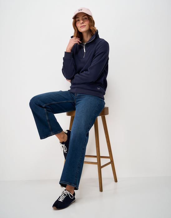 Crew Clothing Women's Micro Fleece Quarter Zip Sweat in Navy