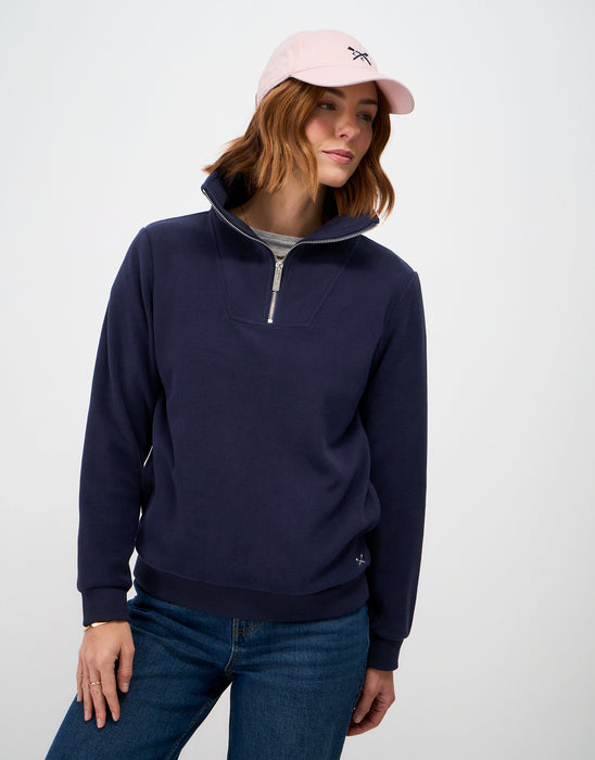 Crew Clothing Women's Micro Fleece Quarter Zip Sweat in Navy
