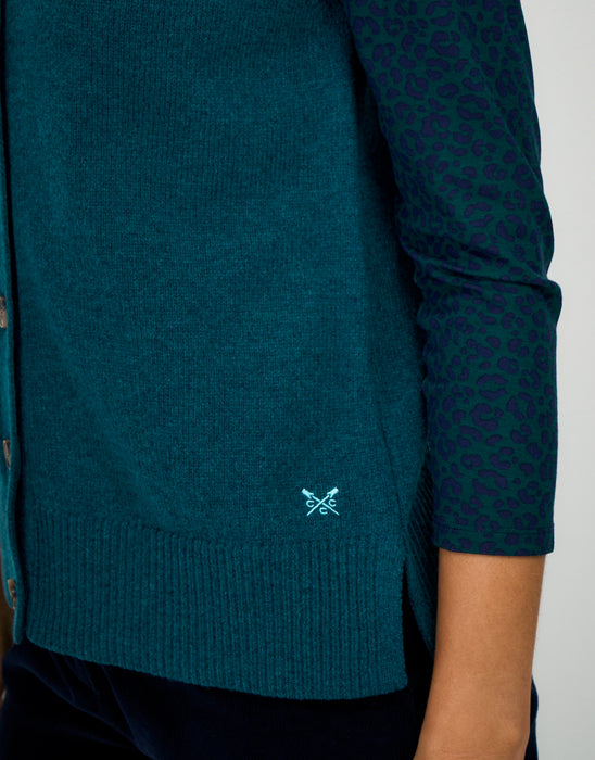 Crew Clothing Women's Harmony Merino Blend Crew Neck Button Through Vest in Teal