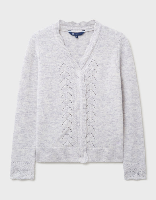 Crew Clothing Women's Lace Trim V Neck Cardigan In Grey