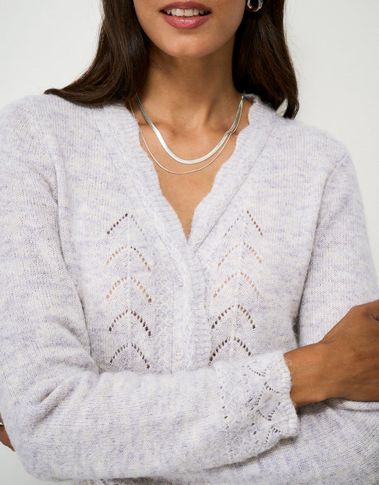 Crew Clothing Women's Lace Trim V Neck Cardigan In Grey