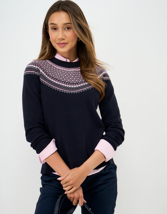 Crew Clothing Women's Yoke Fairisle Jumper In Navy