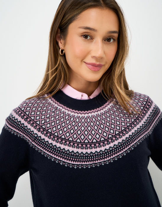 Crew Clothing Women's Yoke Fairisle Jumper In Navy