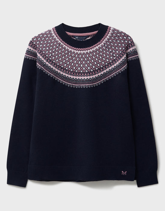 Crew Clothing Women's Yoke Fairisle Jumper In Navy