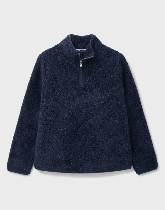 Crew Clothing Women's Speckled Nepp Half Zip Fleece in Navy