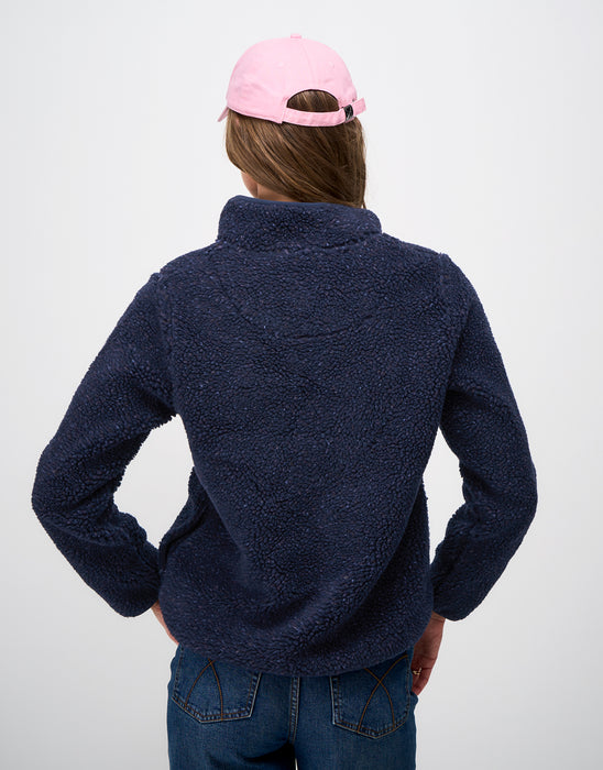 Crew Clothing Women's Speckled Nepp Half Zip Fleece in Navy