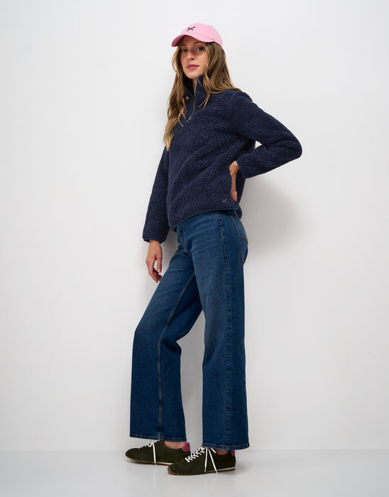 Crew Clothing Women's Speckled Nepp Half Zip Fleece in Navy