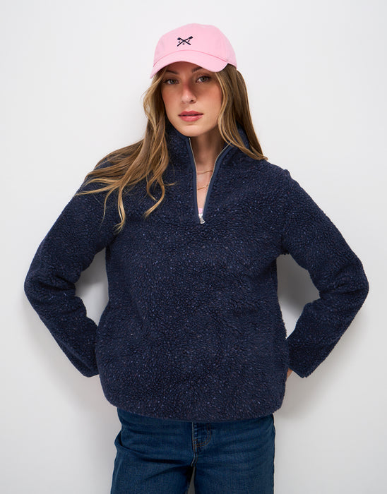 Crew Clothing Women's Speckled Nepp Half Zip Fleece in Navy