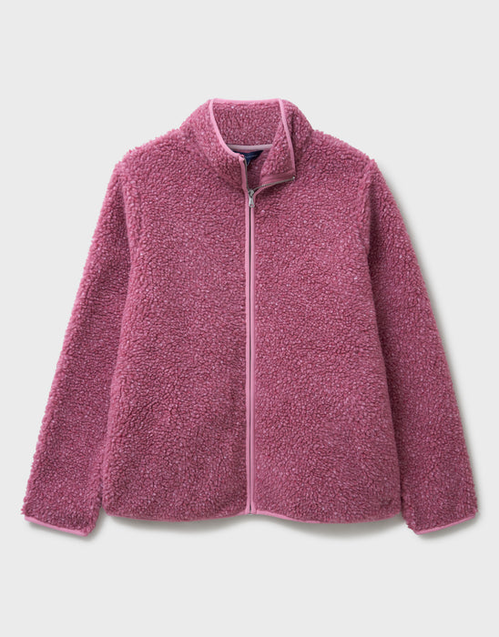 Crew Clothing Women's Speckled Nepp Zip Through Fleece in Rose