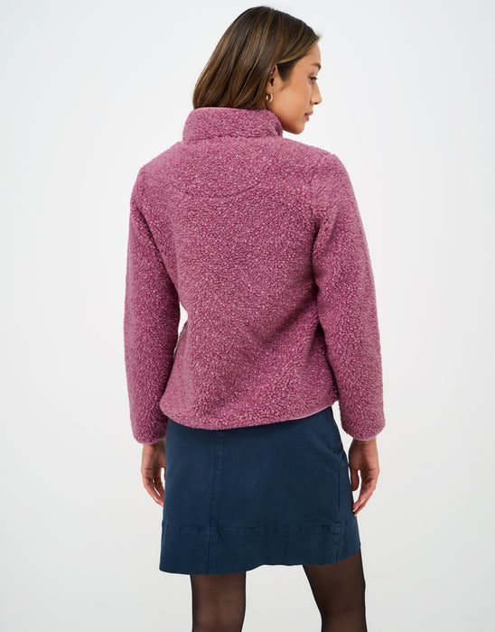 Crew Clothing Women's Speckled Nepp Zip Through Fleece in Rose
