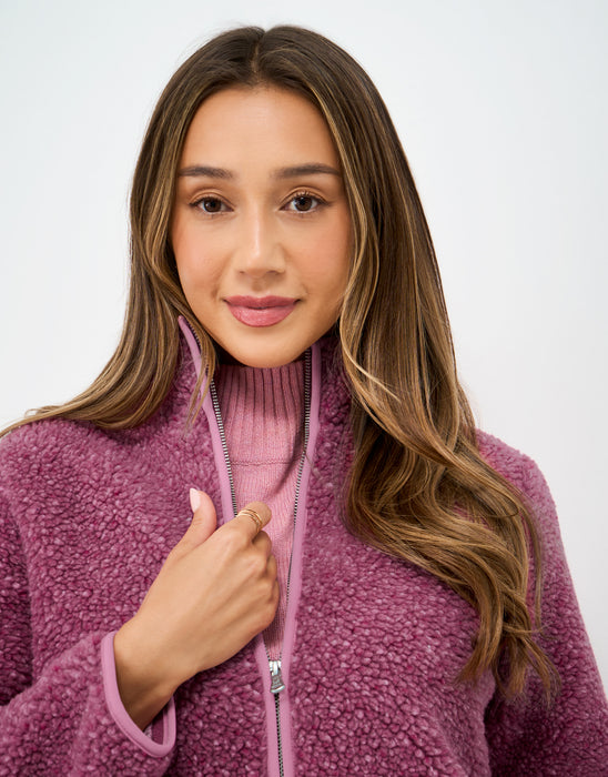 Crew Clothing Women's Speckled Nepp Zip Through Fleece in Rose