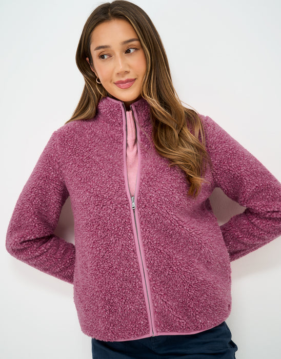 Crew Clothing Women's Speckled Nepp Zip Through Fleece in Rose