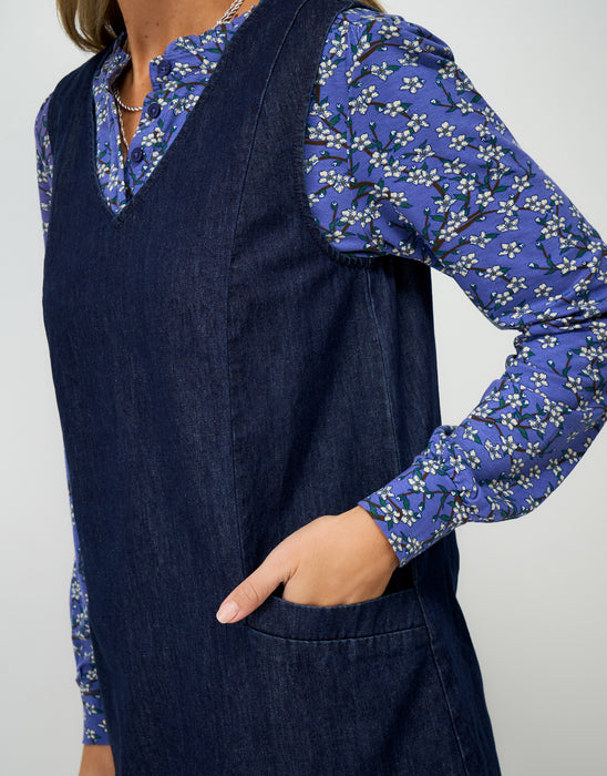 Crew Clothing Women's Tina Denim Pinafore Dress In Denim