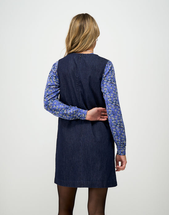 Crew Clothing Women's Tina Denim Pinafore Dress In Denim