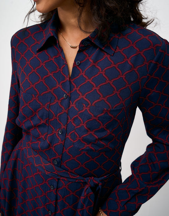 Crew Clothing Women's Long Sleeve Sienna Dress In Navy Rope