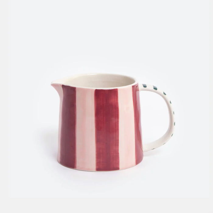 Caroline Gardner Wine & Pink Stripe Wide Milk Jug