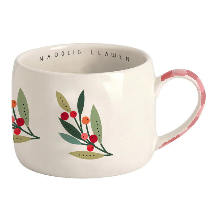 Belly Button Nadolig LLawen Sprigs & Berries Stoneware Mug