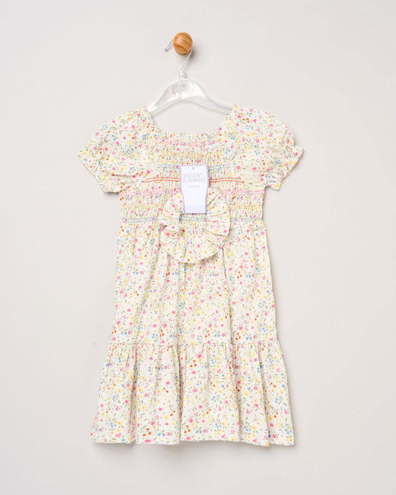 Willow & Whistle Cream Shirred Dress And Scrunchie