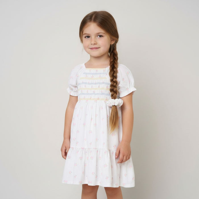 Willow & Whistle White Shirred Dress And Scrunchie