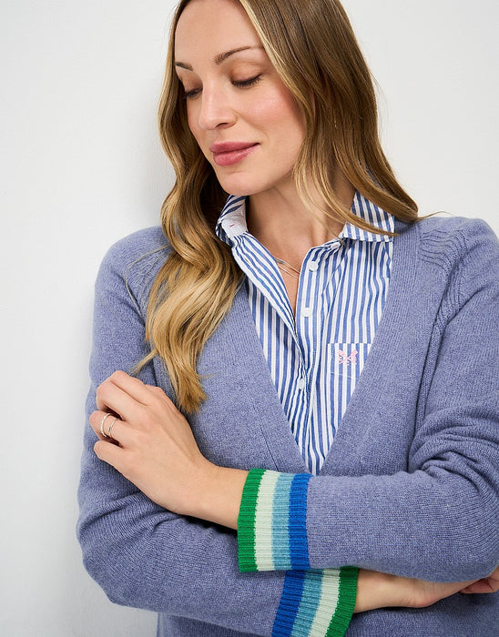Crew Clothing Women's Harmony Merino Blend Relaxed V Neck Cardigan In Blue