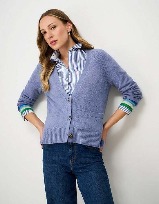 Crew Clothing Women's Harmony Merino Blend Relaxed V Neck Cardigan In Blue