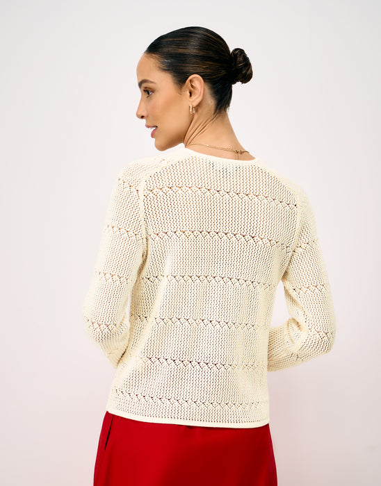 Crew Clothing Women's Lace Knit Cardigan In Ivory