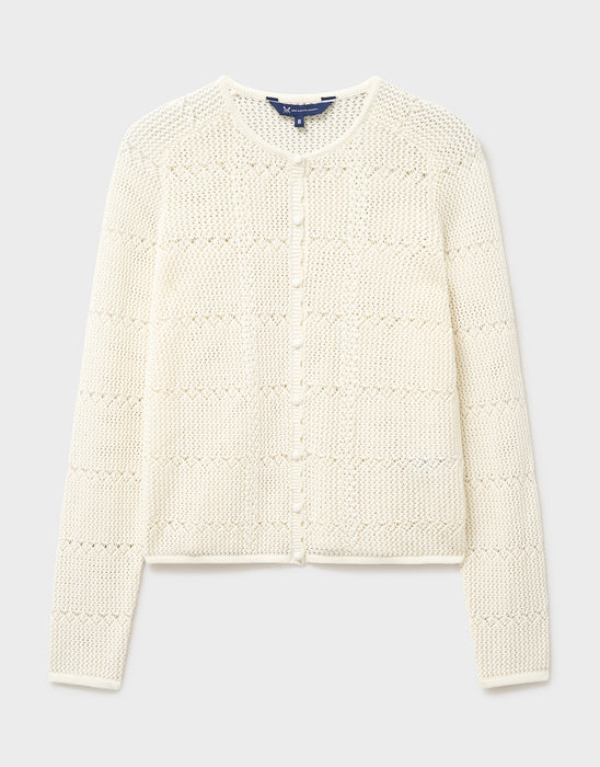 Crew Clothing Women's Lace Knit Cardigan In Ivory
